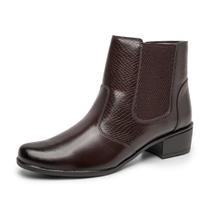 Bota Croco Feminina Salto Baixo Confortavel Basica Sola Borracha Gel Palmilha Macia Blogueira