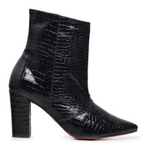 Bota Croco VL Black Cano Médio Salto Bloco com Zíper Lateral Bota Croco VL Black Cano Médio Salto Bloco com Zíper Lateral