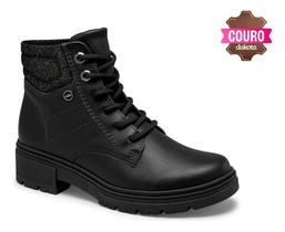 Bota Dakota Couro Legítimo Feminina Cano Curto Preto D0451