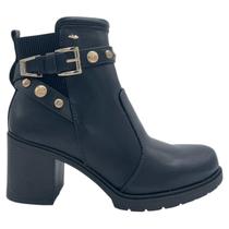 Bota Dakota Salto 7 cm Rebites e Zíper Lateral