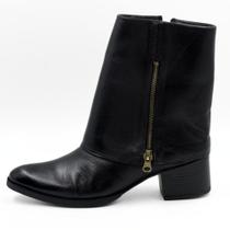Bota Dazzani Vitelli Capa Cano Médio Salto Bloco Feminina