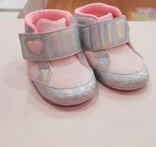 Bota de Bebê Pampili Nina Glitter Prata/Rosa Neon Luz 379.695