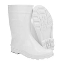 Bota de Borracha Branca Em Pvc Forrado Cano Médio Galocha