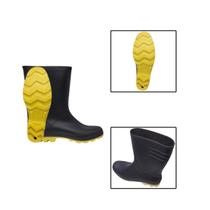 Bota De Borracha Cano Médio 41 Pvc Forrada Preta E Amarela Bota De Borracha Cano Médio 41 Pvc Forrada Preta E Amarela