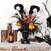 Bota de bruxa S-DEAL com flores artificiais de mesa de Halloween 33x43cm Bota de bruxa S-DEAL com flores artificiais de mesa de Halloween 33x43cm