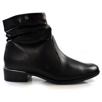 Bota de Cano Curto de Couro Casual Ramarim Preto 24-53103