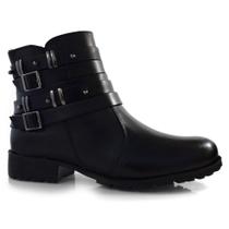 Bota de Cano Curto de Couro Feminina Cazzualen Preto 822