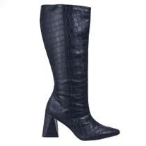 Bota de Cano Longo com Salto Triângulo Croco 23020 Flor da Pele