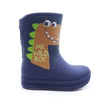 Bota de Chuva Infantil Plugt Dino Azul Marinho Galocha Masculina Impermeável e Confortável
