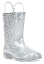 Bota de chuva Western Chief Girls Glitter Silver tamanho 13C