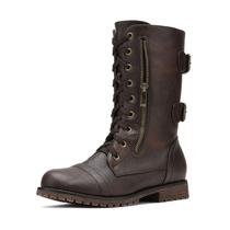Bota de Combate DREAM PAIRS TERRAN Marrom Cano Médio Tamanho 9