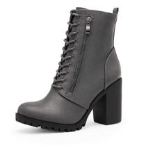 Bota de Combate Feminina DREAM PAIRS Silverado Salto Grosso Cinza