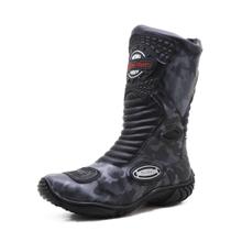 Bota de couro c/proteção para motociclista ajustável resistente a agua 420