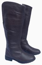 Bota de Couro Cano Alto Elástico na Panturrilha