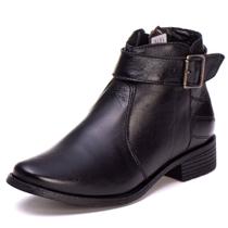 Bota de Couro Casual Feminina Ziper Solado Borracha Palmilha PU Super Macia Cano Baixo Inverno