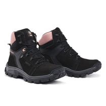 Bota de Couro Coturno Edge de Segurança CA Cor Black and Pink