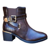 Bota de couro de camurça média PU feminina, outono, inverno, marrom, casual