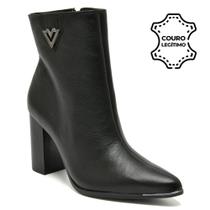 Bota de Couro e Cano Curto Feminina Via Marte 230-009-01