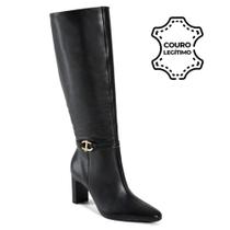 Bota de Couro e Cano Longo Feminina Via Marte 356-005-01 Bota de Couro e Cano Longo Feminina Via Marte 356-005-01