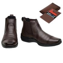 Bota de Couro Gmm Shoes Coturno Resistente Leve Conforto + Carteira Masculina Bota de Couro Gmm Shoes Coturno Resistente Leve Conforto + Carteira Masculina