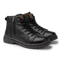 Bota de Couro Legitimo Masculina Preto Coturno Vacanza Laroche Zíper Cadarço Novo Modelo