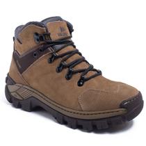 Bota de Couro Masculino Cano Médio Coturno Leve Confortável Com C.A