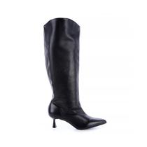 Bota de Couro Salto Taça Emily Preto Bota de Couro Salto Taça Emily Preto
