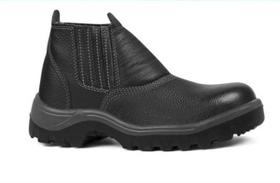 Bota de Couro Vaqueta Bico Aço sem Cadarço C/C Preta Nº44 Bracol