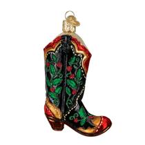 Bota de cowboy de Natal do Velho Mundo com enfeite suspenso 10x8x3 cm Bota de cowboy de Natal do Velho Mundo com enfeite suspenso 10x8x3 cm