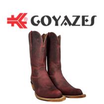 Bota De Cowgirl Original Goyazes Couro Bordô Bico Fino Cano Médio R.246801-CC
