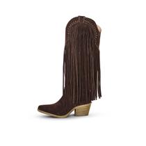 Bota De Franja Cano Alto Camurça Marrom