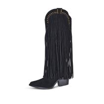 Bota De Franja Cano Alto Camurça Preto Bota De Franja Cano Alto Camurça Preto
