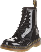 Bota de moda feminina Dr. Martens 1460 em couro envernizado preta Bota de moda feminina Dr. Martens 1460 em couro envernizado preta