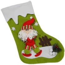 Bota de Natal Verde em Tecido com Papai Noel 1448 42cm de Altura CBRN0197 Bota de Natal Verde em Tecido com Papai Noel 1448 42cm de Altura CBRN0197