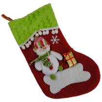 Bota de Natal Vermelho em Tecido com Boneco de Neve 1446 28cm de Altura CBRN0173