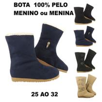 Bota de Pelo Infantil Menino ou Menina 100% Forrada Inverno Lã Neve MG860