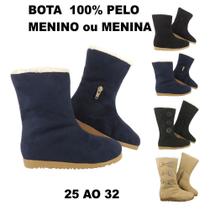 Bota de Pelo Infantil Menino ou Menina 100% Forrada Inverno Lã Neve MG860