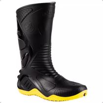 Bota de PVC Cano Longo com forro interno para motoboy e serviços gerais impermeável Motofase Bracol Preta e Amarela Bota de PVC Cano Longo com forro interno para motoboy e serviços gerais impermeável Motofase Bracol Preta e Amarela
