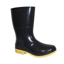 Bota de PVC Galocha Impermeável Cano Médio Para Chuva Sola Amarela Com Ca