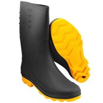 Bota De PVC Galocha Numeração 37 Cor Preto/Amarelo Sem Forro Interno Cano 26cm Vonder - 7075370000