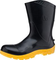 Bota de Pvc Marluvas All Work 100AWORK-CM-PRA-A Preta Solado Amarelo Cano Médio Bico de Aço CA 48270