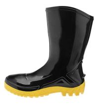 Bota de Pvc Preta Com Solado Amarelo Cano Médio Marluvas Vulcaflex CA 42291