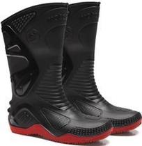Bota de pvc preta sol vermelho c/medio Bota de pvc preta sol vermelho c/medio