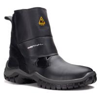 Bota de Segurança Botina Couro Masculino Cano Medio Zíper