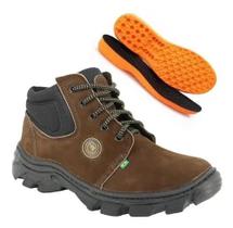 Bota de segurança ecosafety ps106ap-100 bico pvc couro nobuck café c.a 17144 + palmilha anatômica