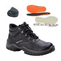 Bota de Segurança em Couro Preto Estival WO10033S1LPT Bico Composite e Palmilha Antiperfuro CA 42553 Brinde Palmilha PU