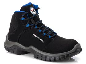 Bota de Segurança em Microfibra Preto e Azul Estival EN10073S2 Bico Composite CA 42555 Brinde Palmilha PU Gel Bota de Segurança em Microfibra Preto e Azul Estival EN10073S2 Bico Composite CA 42555 Brinde Palmilha PU Gel