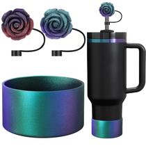 Bota de silicone e 2 peças de capa de palha de glitter de 10 mm para garrafa de água Bota de silicone e 2 peças de capa de palha de glitter de 10 mm para garrafa de água