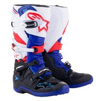 Bota De Trilha Alpinestars Tech 7 Off Road Motocross Enduro Azul Vermelho Branco