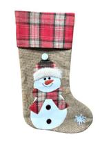 Bota decorativa xadrez boneco de neve